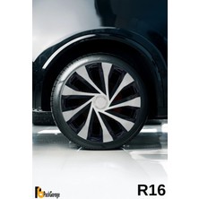 Renault Grand Scenic 16'' Inç Jant Kapağı (4 Adet) Siyah Gri C124