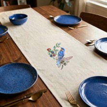 Egg Baby Keten Runner 110*40 cm Tasarım Dekoratif Runner Mutfak ve Salon Masa Örtüsü