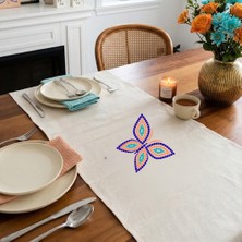 Egg Baby Keten Runner 110*40 cm Tasarım Dekoratif Runner Mutfak ve Salon Masa Örtüsü