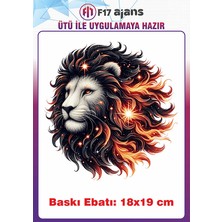 F17 Ajans Aslan Burcu Temalı Ütü ile Yapışan Tekstil Kumaş Tişört Dtf Baskı