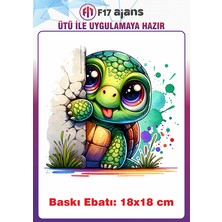 F17 Ajans Kaplumbağa Ütü ile Yapışan Tekstil Kumaş Tişört Dtf Baskı