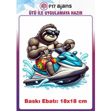 F17 Ajans Tembel Hayvan Yaz Temalı Ütü ile Yapışan Tekstil Kumaş Tişört Baskı