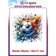 F17 Ajans Futbol Topu Temalı Ütü ile Yapışan Tekstil Kumaş Tişört Dtf Baskı