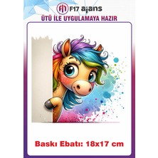 F17 Ajans Renkli Yeleli At Ütü ile Yapışan Tekstil Kumaş Tişört Dtf Baskı