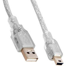 Pazarcan S-Link SL-UK55 USB 2.0 Şeffaf USB Mini 5 Pin Kablo 5 Metre