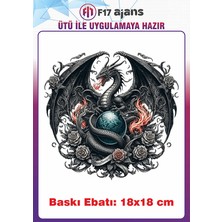 F17 Ajans Ejderha Gotik Temalı Ütü ile Yapışan Tekstil Kumaş Tişört Dtf Baskı
