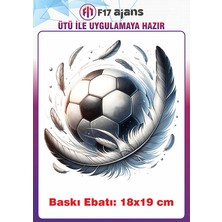 F17 Ajans Futbol Topu Temalı Ütü ile Yapışan Tekstil Kumaş Tişört Dtf Baskı