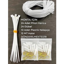 BRATİ HAND TOOLS Balkon Filesi Montaj Seti Aparatı Piton Vida Kanca Dübel ve Plastik Kelepçe 15 mt Halat