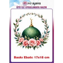 F17 Ajans Çiçekli Mescid-I Aksa Kubbe Görseli Ütü ile Yapışan Tekstil Baskı