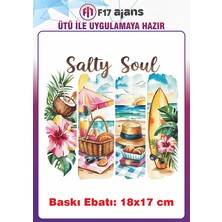 F17 Ajans Deniz Kum Güneş Temalı Ütü ile Yapışan Tekstil Kumaş Tişört Baskı