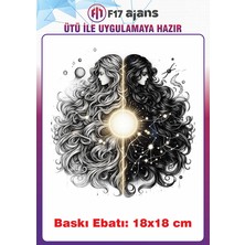 F17 Ajans Ikizler Burcu Temalı Ütü ile Yapışan Tekstil Kumaş Tişört Dtf Baskı