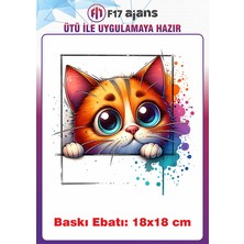 F17 Ajans Kedi Ütü ile Yapışan Tekstil Kumaş Tişört Dtf Baskı