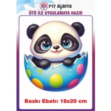F17 Ajans Panda Temalı Ütü ile Yapışan Tekstil Kumaş Tişört Dtf Baskı