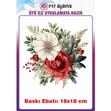 F17 Ajans Çiçek Temalı Ütü ile Yapışan Tekstil Kumaş Tişört Dtf Baskı