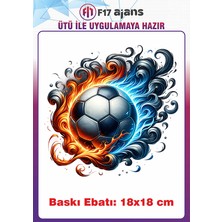 F17 Ajans Futbol Topu Temalı Ütü ile Yapışan Tekstil Kumaş Tişört Dtf Baskı