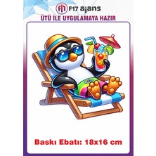 F17 Ajans Penguen Yaz Temalı Ütü ile Yapışan Tekstil Kumaş Tişört Baskı