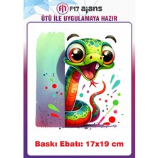 F17 Ajans Yılan Ütü ile Yapışan Tekstil Kumaş Tişört Dtf Baskı