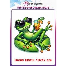 F17 Ajans Kurbağa Yaz Temalı Ütü ile Yapışan Tekstil Kumaş Tişört Baskı