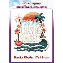 F17 Ajans Örgü Görünümlü Ütü ile Yapışan Tekstil Kumaş Tişört Baskı 17x19 cm Renkli Tasarım