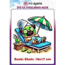 F17 Ajans Köpek Yaz Temalı Ütü ile Yapışan Tekstil Kumaş Tişört Baskı