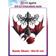 F17 Ajans Yarasa Gotik Temalı Ütü ile Yapışan Tekstil Kumaş Tişört Dtf Baskı