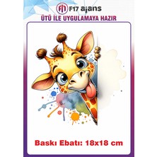 F17 Ajans Zürafa Ütü ile Yapışan Tekstil Kumaş Tişört Dtf Baskı