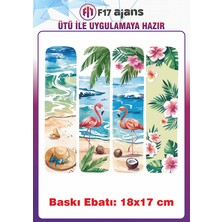 F17 Ajans Deniz Kum Güneş Temalı Ütü ile Yapışan Tekstil Kumaş Tişört Baskı