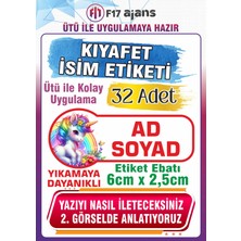 F17 Ajans Renkli Unicorn Temalı Okul Kıyafet Etiketi Isme Özel Tekstil Baskı