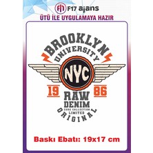 F17 Ajans Üniversite Kolej Yazı Temalı Ütü ile Yapışan Tekstil Kumaş Tişört Dtf Baskı