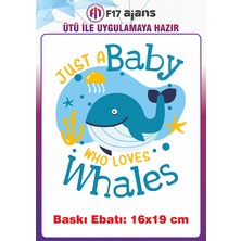 F17 Ajans Balina Hayvan Temalı Ütü ile Yapışan Tekstil Kumaş Tişört Dtf Baskı