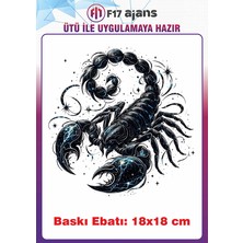 F17 Ajans Akrep Burcu Temalı Ütü ile Yapışan Tekstil Kumaş Tişört Dtf Baskı