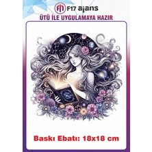 F17 Ajans Astroloji Gotik Temalı Ütü ile Yapışan Tekstil Kumaş Tişört Dtf Baskı
