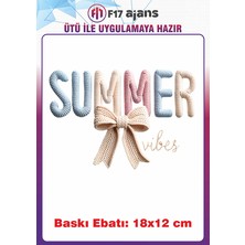 F17 Ajans Örgü Görünümlü Summer Yazısı Ütü ile Yapışan Tekstil Baskı