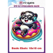 F17 Ajans Panda Yaz Temalı Ütü ile Yapışan Tekstil Kumaş Tişört Baskı