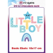 F17 Ajans Little Boy Yazı Temalı Ütü ile Yapışan Tekstil Kumaş Tişört Dtf Baskı