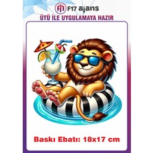 F17 Ajans Aslan Yaz Temalı Ütü ile Yapışan Tekstil Kumaş Tişört Baskı