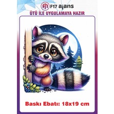 F17 Ajans Rakun Ütü ile Yapışan Tekstil Kumaş Tişört Dtf Baskı