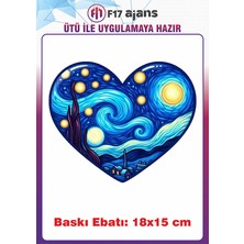 F17 Ajans Yıldızlı Gece Temalı Ütü ile Yapışan Tekstil Kumaş Tişört Dtf Baskı