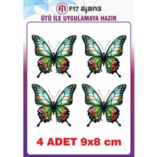 F17 Ajans 4 Adet Kelebek Şehir Silüeti Temalı Ütü ile Yapışan Tekstil Kumaş Tişört Dtf Baskı