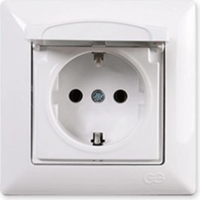 Pazarcan Mey Ithalat® Günsan Fantasy Kapaklı Topraklı Priz Beyaz Renk