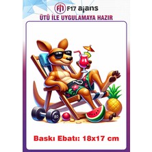 F17 Ajans Kanguru Yaz Temalı Ütü ile Yapışan Tekstil Kumaş Tişört Baskı