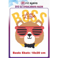 F17 Ajans Little Boss Hayvan Temalı Ütü ile Yapışan Tekstil Kumaş Tişört Baskı