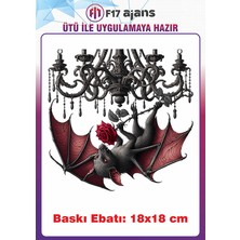 F17 Ajans Yarasa Gotik Temalı Ütü ile Yapışan Tekstil Kumaş Tişört Dtf Baskı