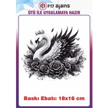 F17 Ajans Kuğu Gotik Temalı Ütü ile Yapışan Tekstil Kumaş Tişört Dtf Baskı