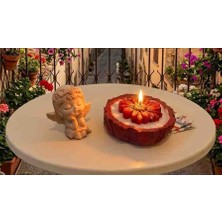 Floryn Kırmızı Çiçekli Mum, Hediye, Masa Üstü Şık Tasarım