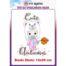F17 Ajans Cute Autumn Ütü ile Yapışan Tekstil Kumaş Tişört Baskı