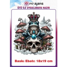 F17 Ajans Renkli Kurbağa Gotik Temalı Ütü ile Yapışan Tekstil Kumaş Tişört Dtf Baskı