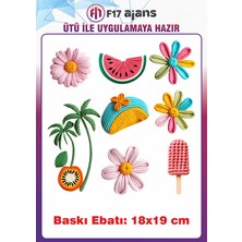 F17 Ajans Örgü Görünümlü Ütü ile Yapışan Tekstil Kumaş Tişört Baskı