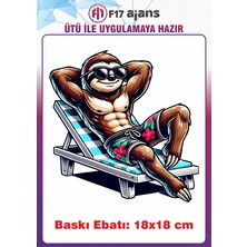 F17 Ajans Tembel Hayvan Yaz Temalı Ütü ile Yapışan Tekstil Kumaş Tişört Baskı