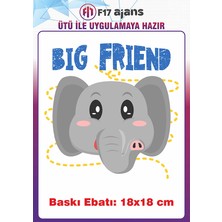 F17 Ajans Big Friend Hayvan Temalı Ütü ile Yapışan Tekstil Kumaş Tişört Dtf Baskı